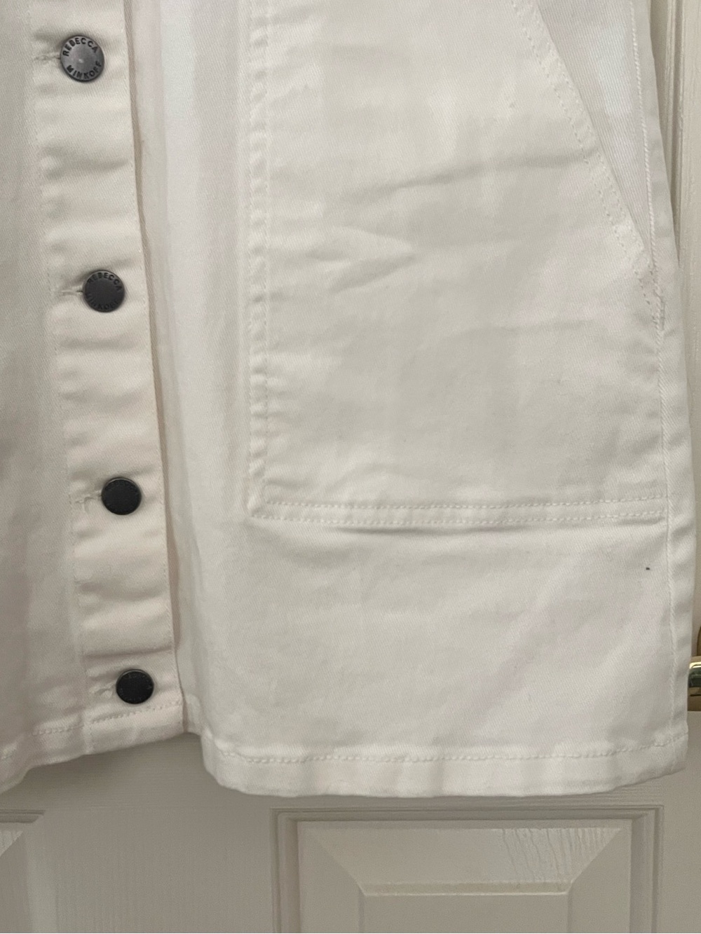 Rebecca Minkoff White Denim Button-Front Overall overalls skirt - Picture 7 of 12